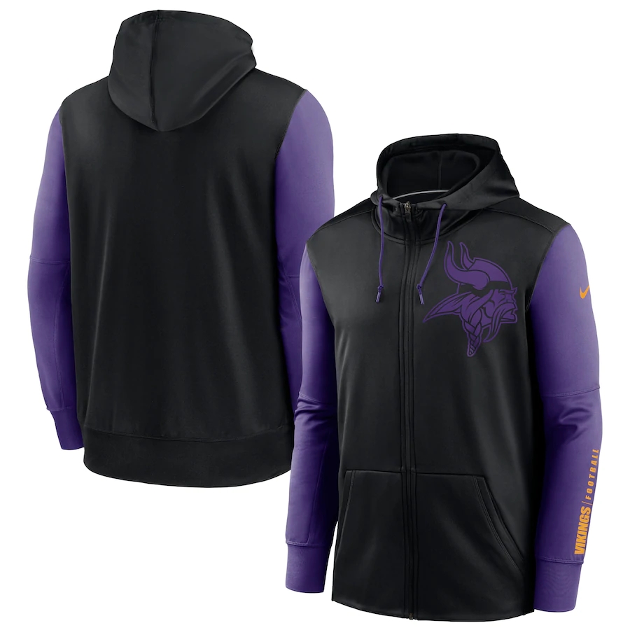 NFL Nike Minnesota Vikings Black Purple Fan Gear Mascot Performance FullZip Hoodie->seattle seahawks->NFL Jersey